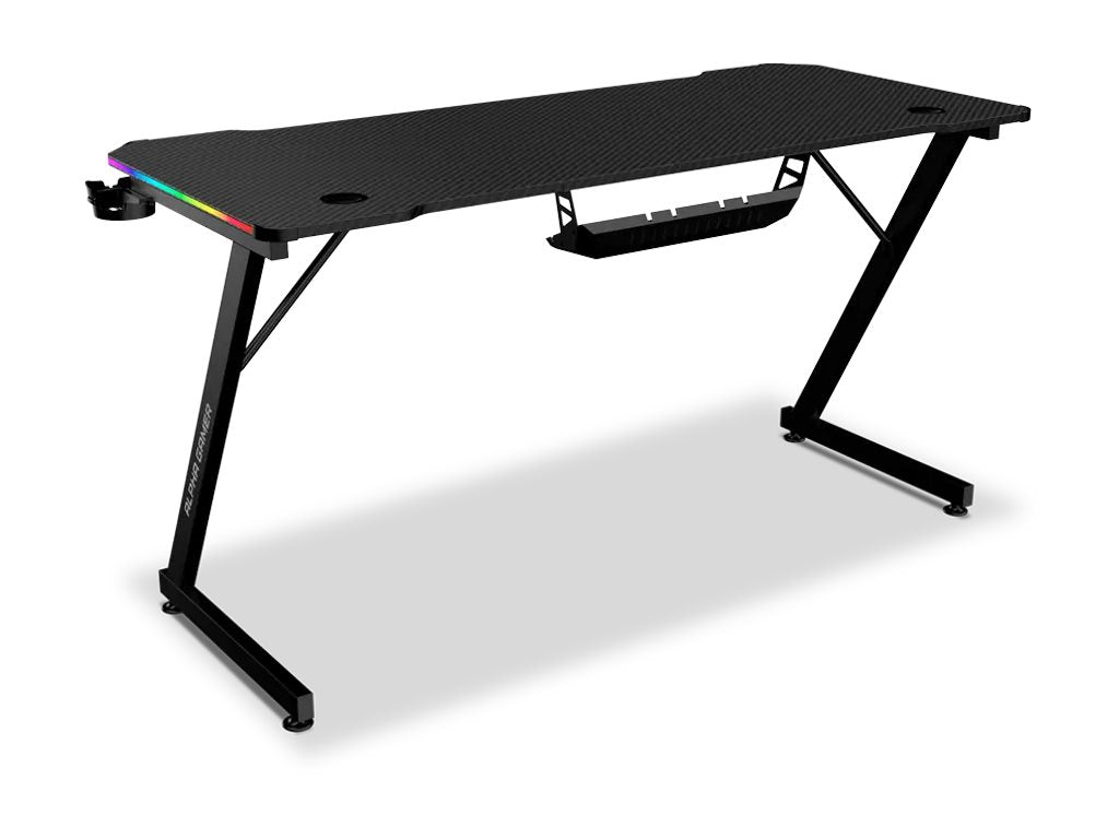 ALPHA GAMER Gemina RGB Black Gaming Desk