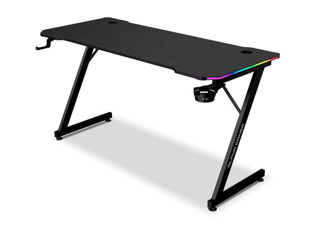 ALPHA GAMER Gemina RGB Black Gaming Desk